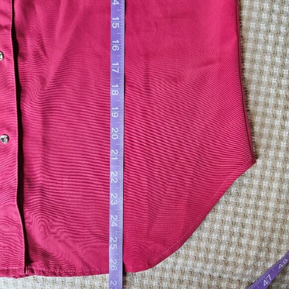 Daniali USA Deep Pink Rhinestone Bling Snap Front Western Cowgirl Shirt Blouse - Picture 10 of 11